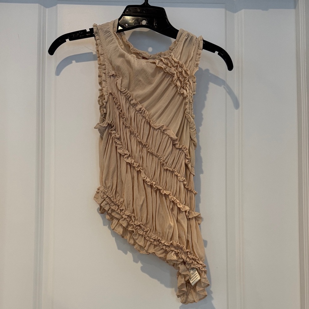Elegant Beige Pink Sands Smocked tank